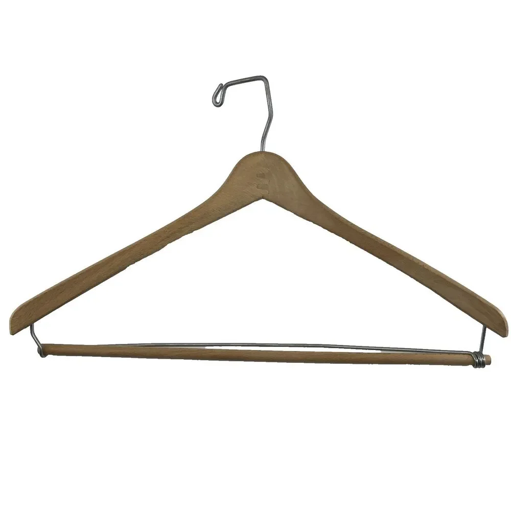 3 Ct VTG WISHBONE Wishbone-Shaped Wood Coat Suit Hangers Locking Pants Bar